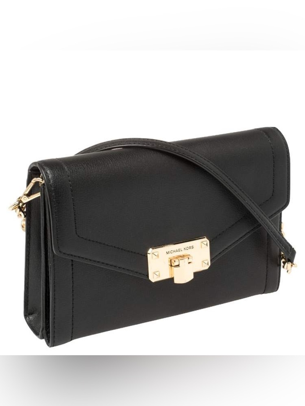 Michael Kors Y2K Kinsley Crossbody Wallet Purse French Black with Gold Hardware